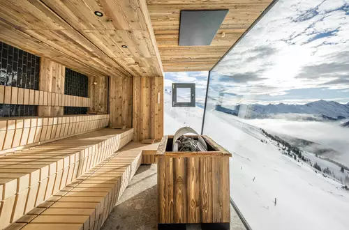 Finnish sauna with glass front